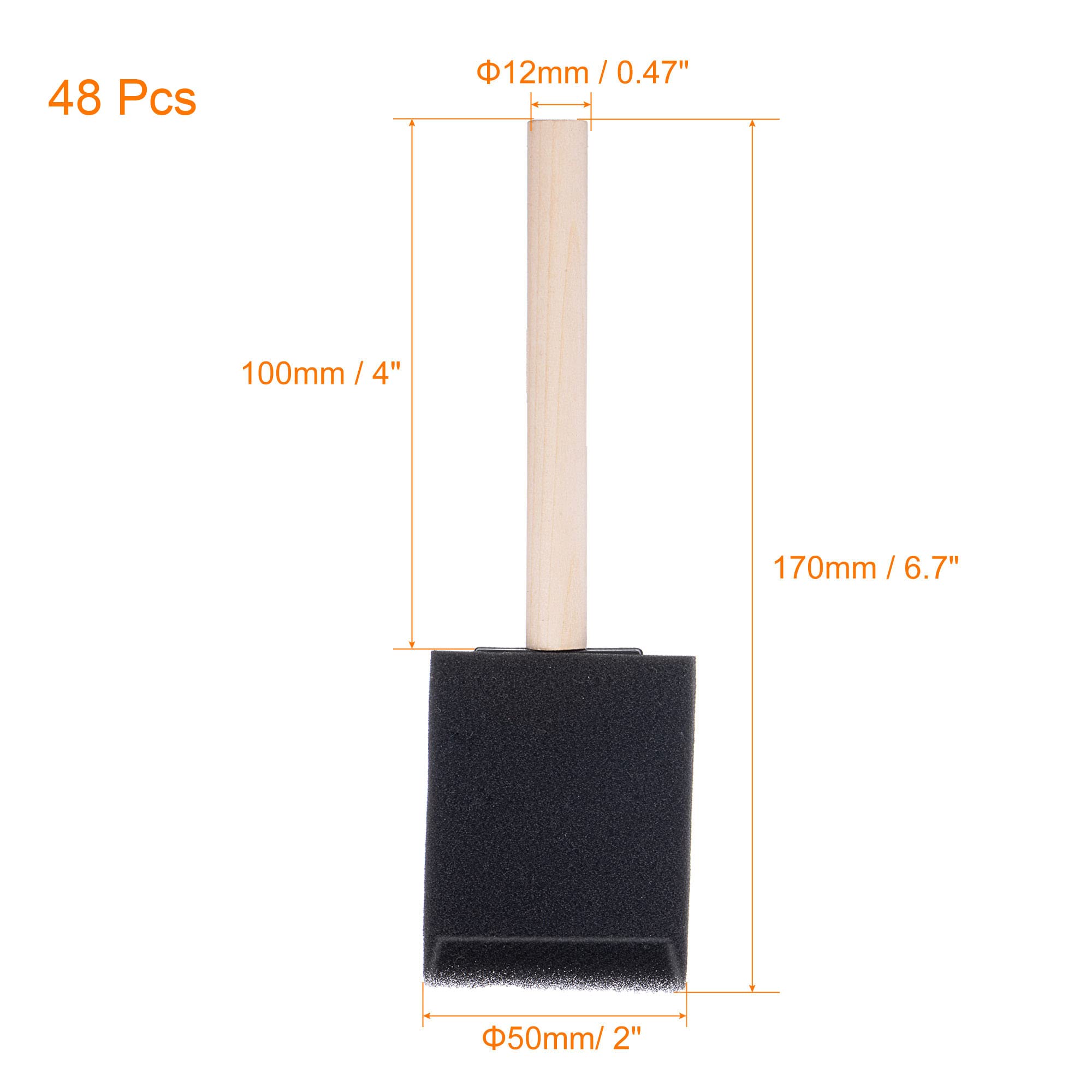 sourcing map 7Stk. Schaumstoff Lackierpinsel Kegelkante Pinsel mit Holzgriff 1 Zoll