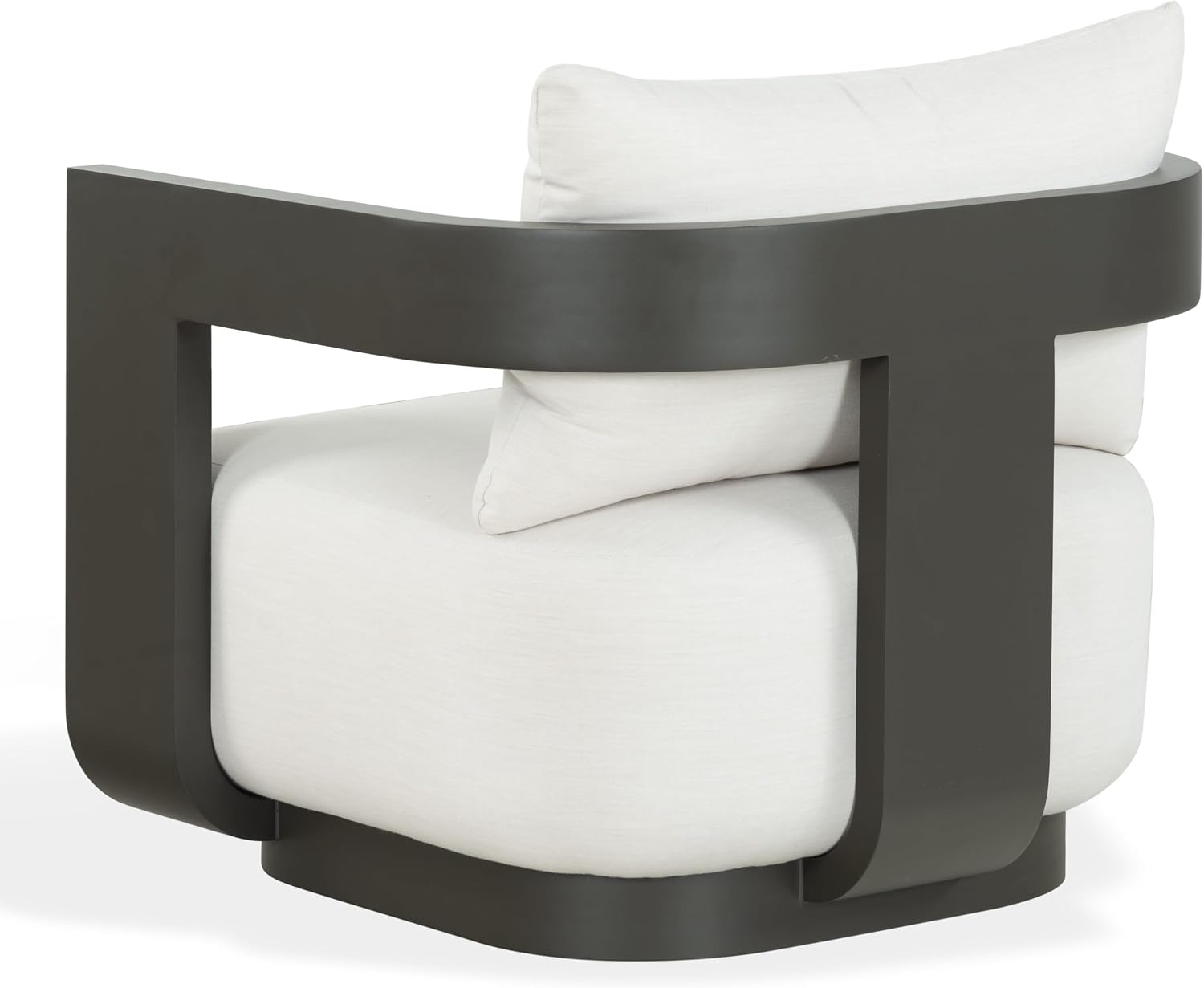 SAFAVIEH Couture Outdoor - Leilani Barrel Back Lounge Chair - Dark Grey & White Removable Cushion - Modern Aluminum Patio Chair for Deck, Porch & Backyard, 16.9" Seat Height (CPT4028A) image 6