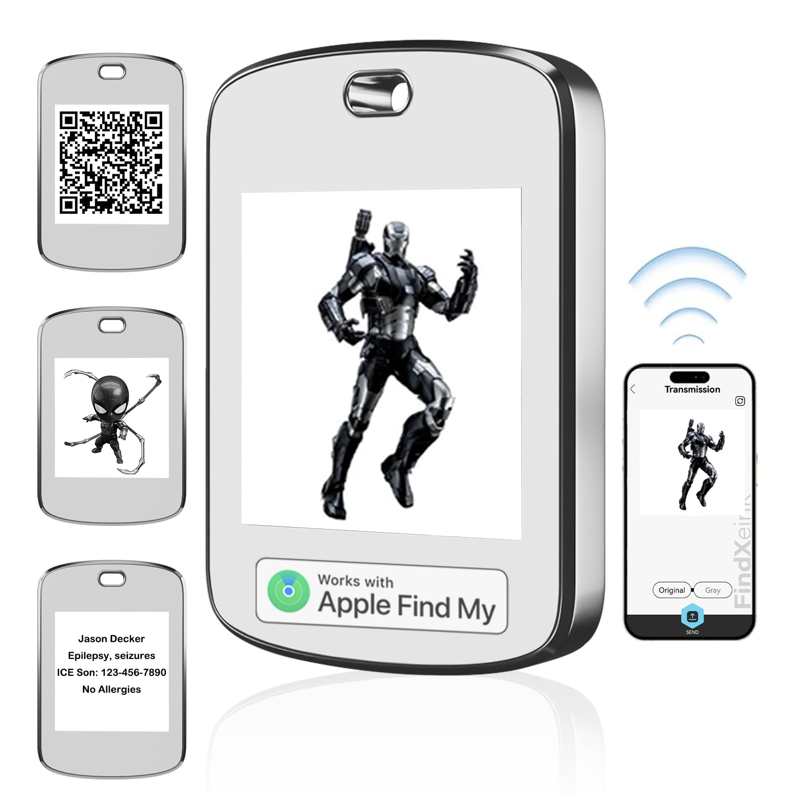 E-Ink & Air Smart Finder Tag - Tracker with Apple Find My,Item Locator for Key,Pets,Luggages,Kids,Older.E-Ink Can Custom Picture/Medical ID/Contact Information,iOS 14.0 and Up-image-15