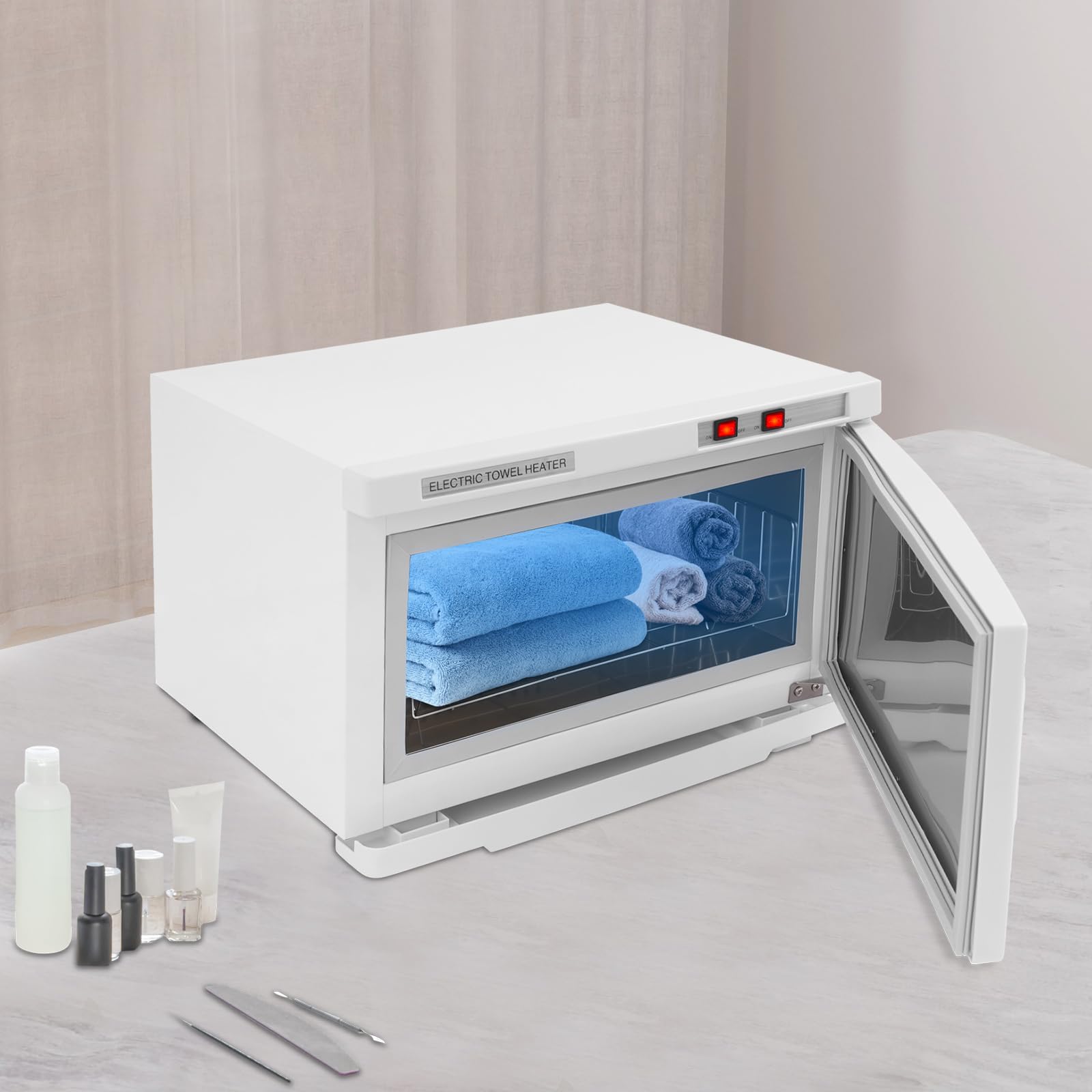 2-in-1 Handtuchwärmer - Heizen und Warmhalten, Handtuchwärmer mit Sterilisator, 25L Handtuchheizschrank, Handtuch Schrank für Privathaushalte, Fitnessstudios, Hotels (Weiß)