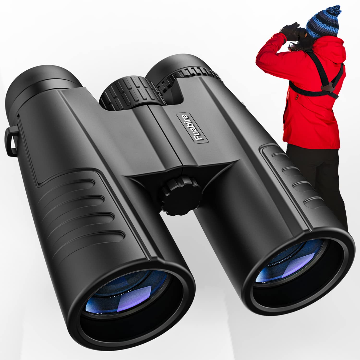 Powerful Binoculars Large Clear View Easy to Focus and Adjust for Adults, Beginners, Glasses-Wearer, Lightweight Compact 12x42 HD Binocs for Bird Watching, Hiking, Trip, Sport Events, Gift for Him Her