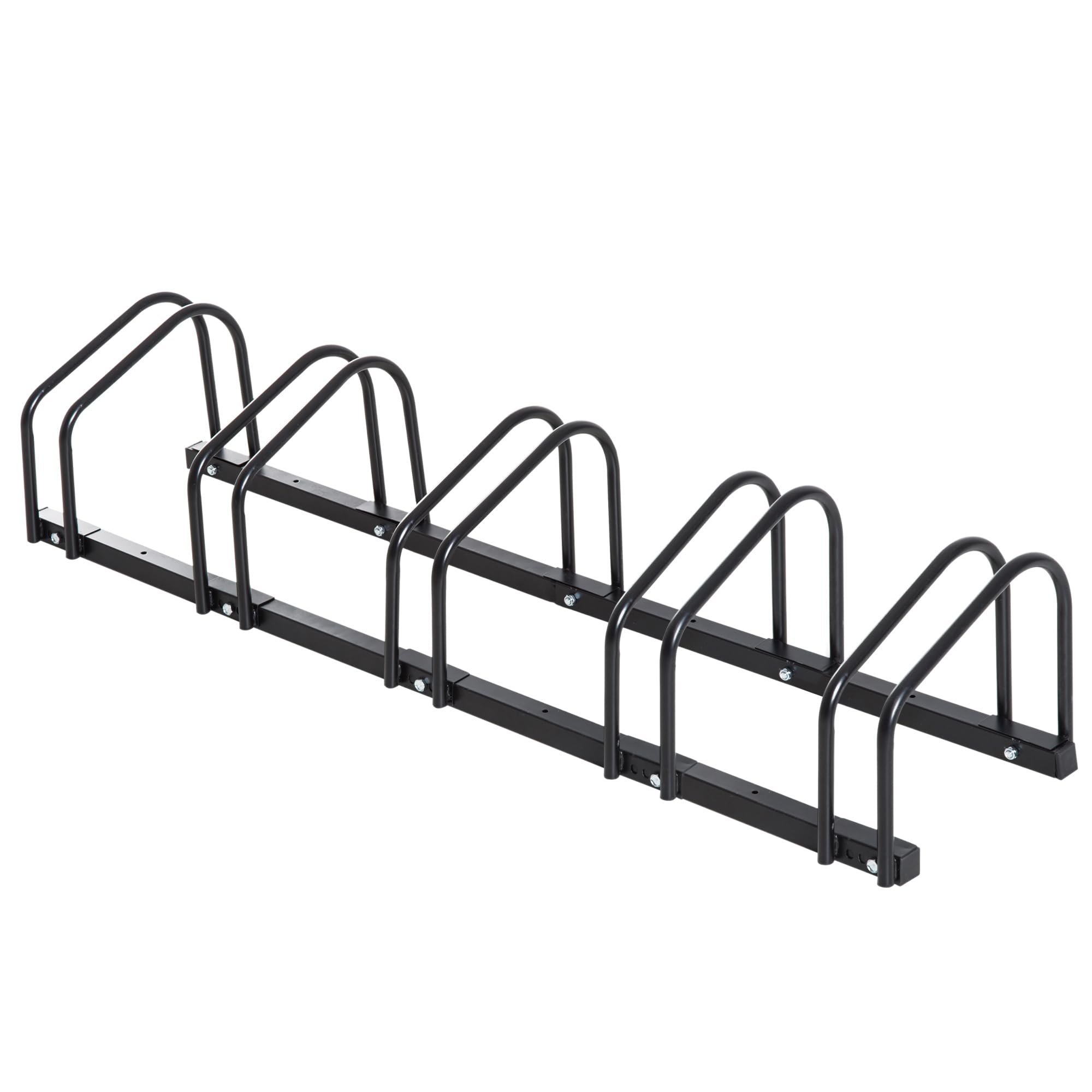 HOMCOM Râtelier 5 vélos range-vélos support de rangement pneu 65 mm sol ou mural pour VTT enfants BMX 145 x 33 x 27 cm acier noir