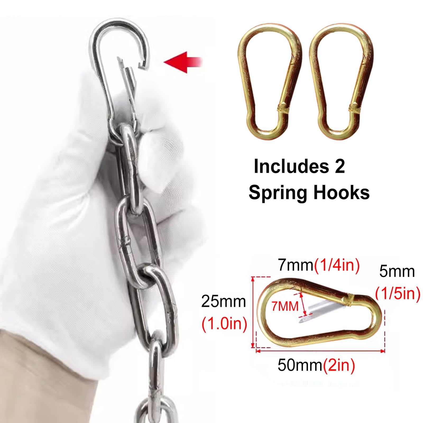 Cadena de acero inoxidable para colgar con 2 ng Hoo Utili Safe Chain para control de multitudes, albercas y sitios de construcción (m Link Dia 1 m 3 pies)