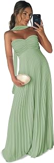 Pleated Bridesmaid Dresses with Scarf Strapless Chiffon Long Formal Evening Gown