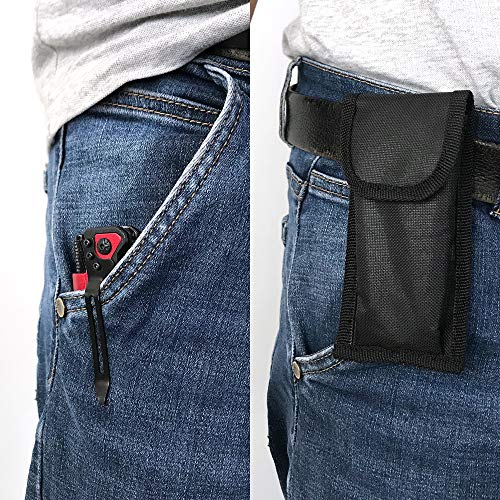 Image of ALBATROSS 6-in-1 Modern Damascus Steel Folding Pocket Knives with LED Light,Seatbelt Cutter,Glass Breaker,Magnesium Fire Starter,Bottle Opener;Multi-Function Emergency Tool(Red-DA)