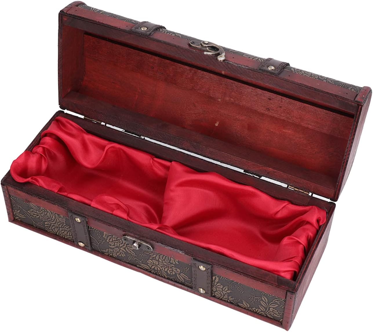 Alcohol Bottle Box Wooden Wine Storage Chest Density Board and PU 14 X 5.3 X 5.1in Portable Vintage Packaging for Wine Champagne Beer Gifts Home Display