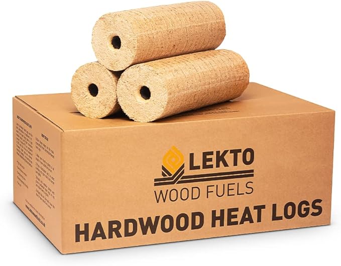 Lekto Woodfuels Hardwood Heat Logs 20 kg (10 Logs), Fire Logs for
