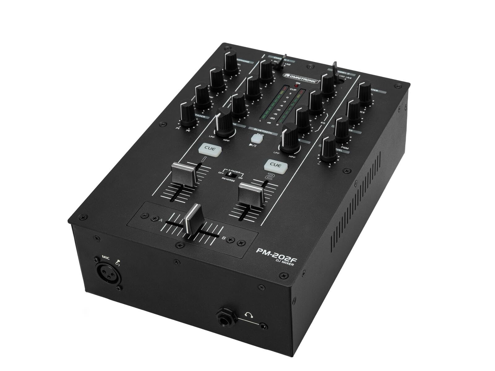 OMNITRONIC PM-202F 2-Kanal-DJ-Mixer mit Filter und Bluetooth | DJ-Mixer mit Bluetooth-Konnektivität und Soundfilter
