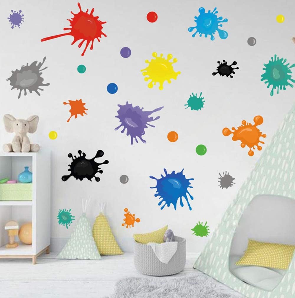 TOARTi Watercolor Paint Translucent Vinyl Wall Decal, 35pcs