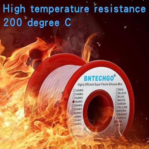 Vista 174 de Bntechgo 18 alambres de silicona suave y flexible, silicona resistente a altas temperaturas, altamente eficiente 18 AWG calibre, 150 hilos