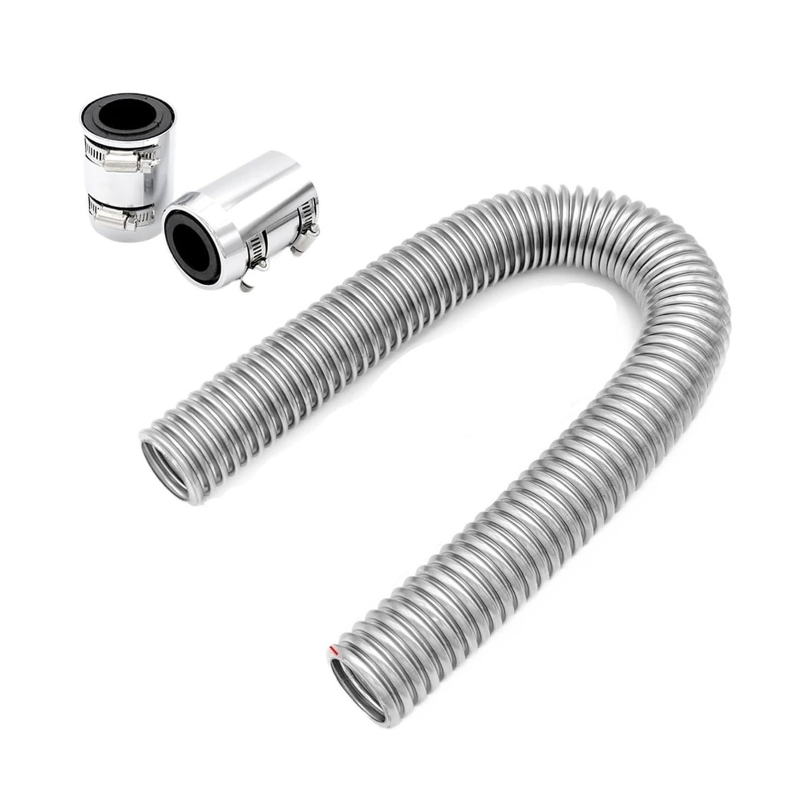 24" (61cm) Stainless Steel Radiator Hose Flexible Coolant Water Hose Kit with 2 Chrome Caps Universal Guard Frame Radiator Side Panels(24 INCH Silver)