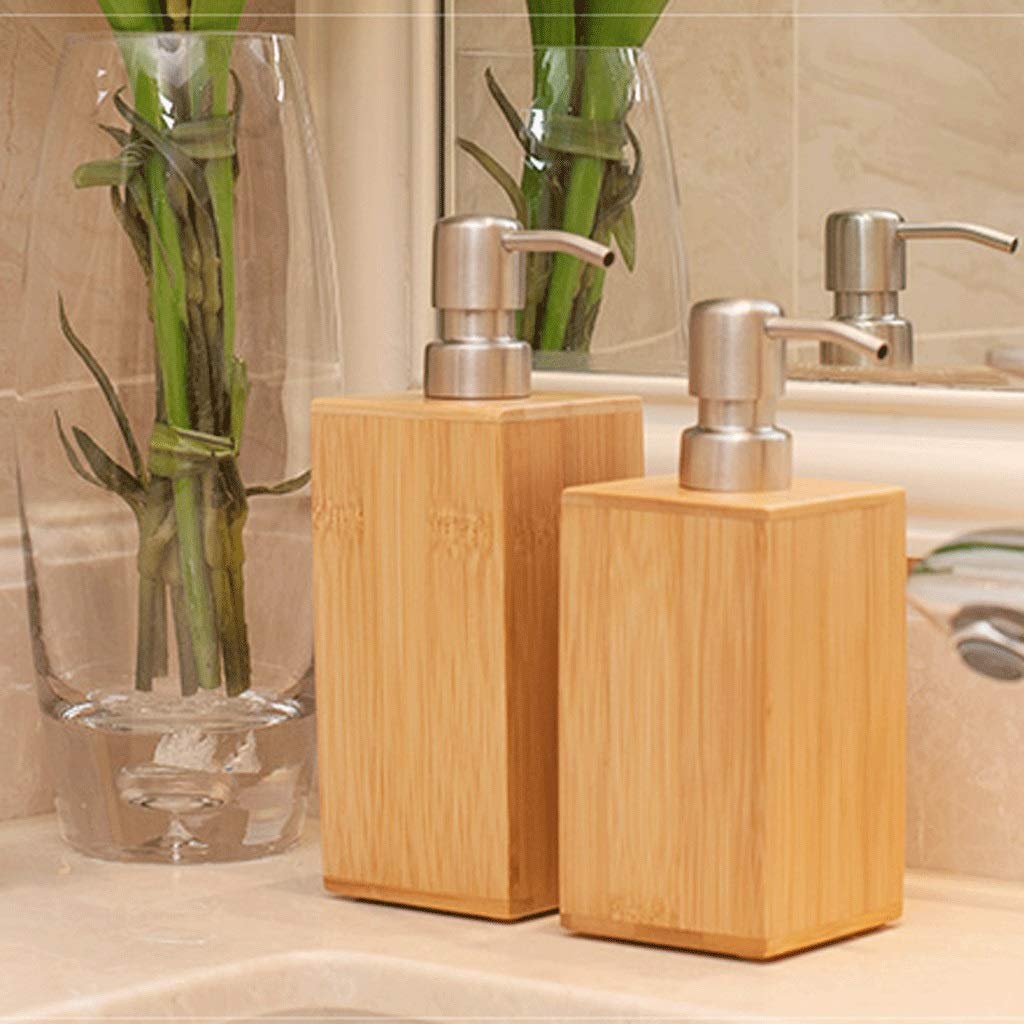 Distributori di Sapone da banco, in Legno Naturale, Dispenser Manuale per Sapone e lozione, 200 ml 6,7 Once, distributori di Sapone per Cucina, Ufficio e Scuola (Confezione da 3 OneColor)