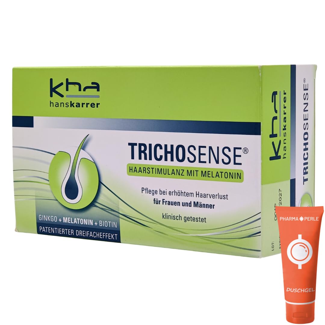 Hans Karrer Trichosense Lösung, 30x 3 ml I Pflege bei erhöhtem Haarverlust für Frauen und Männer I Haarausfall I dünnes Haar I gesunde Haare I Melatonin I Biotin I Spar-Set plus Pharma Perle (1x)