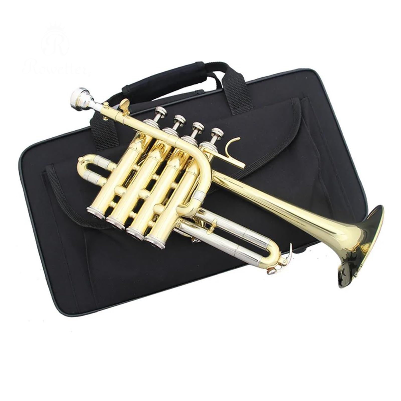 Professionell Trompete Professionelle hochwertige Bb-Piccolo-Trompete aus Messing gold- und silberfarben lackierter Trompetenkolben aus hochwertiger Legierung