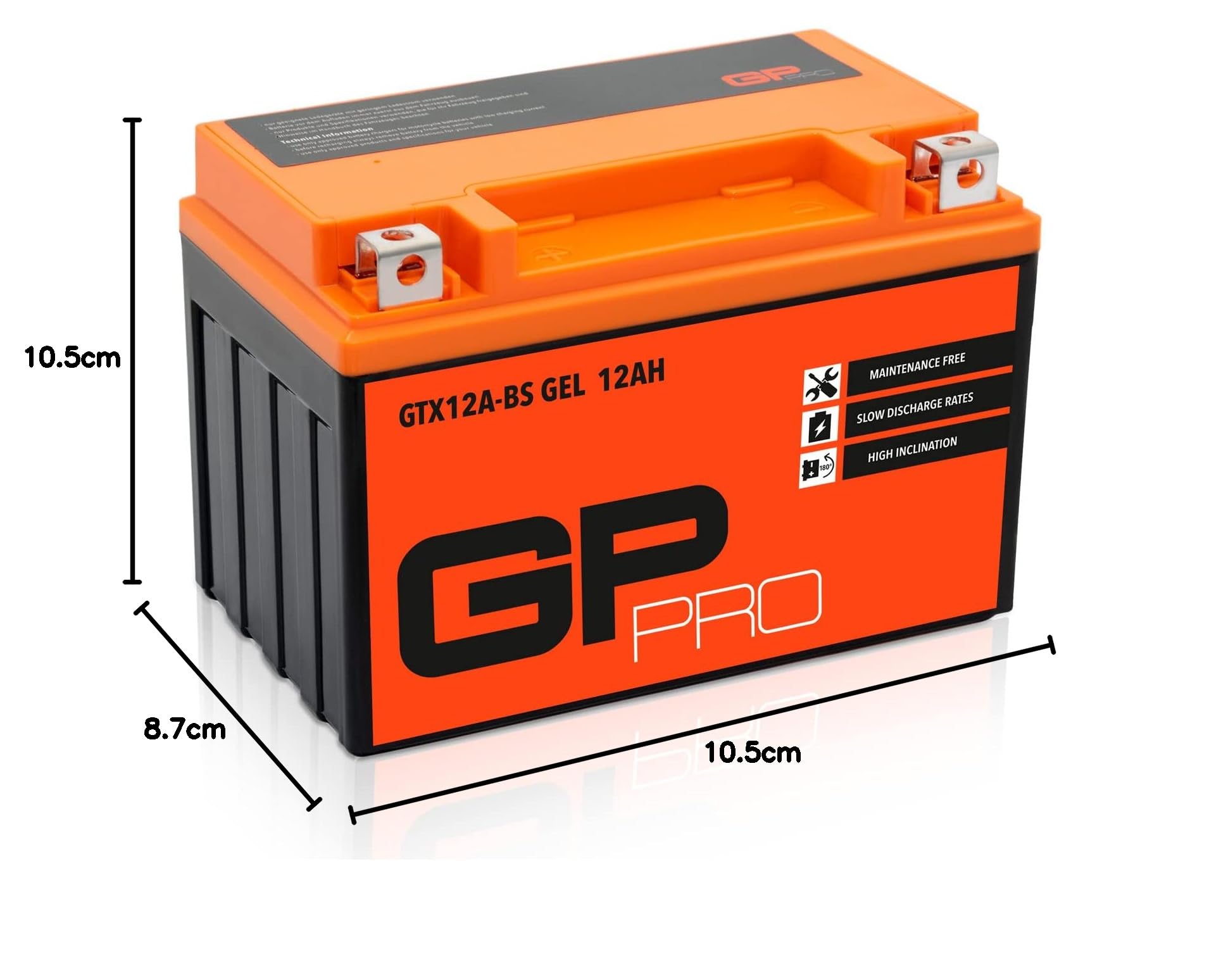GP-PRO Akumulator rozruchowy GT12A-BS 12V 12Ah GEL (kompatybilny z akumulatorem motocyklowym YT12A-BS / YTX12A-BS) (bezobsługowy/uszczelniony)