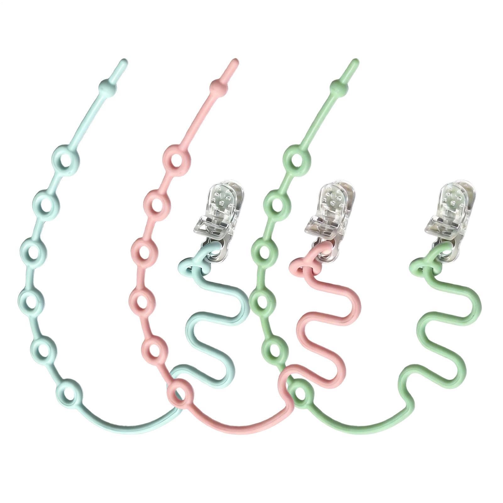 3 Pieces Silicone Toy Safety Straps Adjustable Holder Pushchair Pram Car Seat High Chair Teether Accessory Travel
