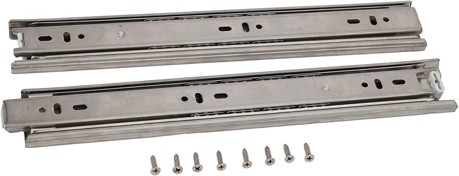 Heavy Duty Drawer Slides Stainless Steel Thickened Hydraulic Damping Buffer Drawer Slide Silent Three-Section(20inch)