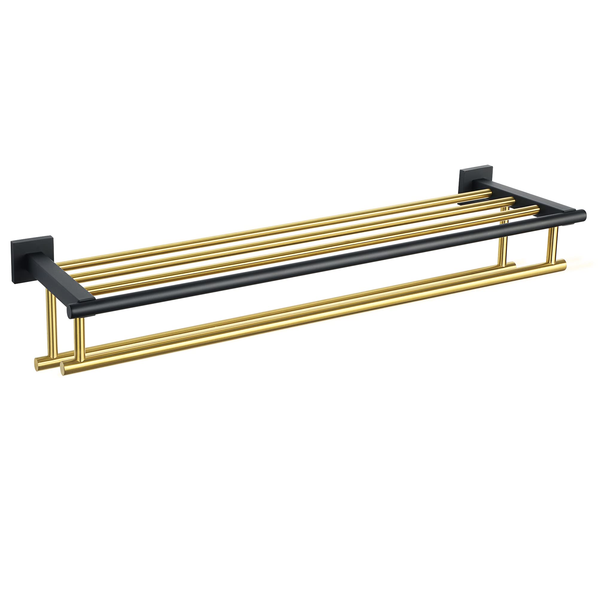 Alise Towel Rack,Towel Hanger with Double Towel Bars,Wall Mount Tower Holder for Bathroom and Lavatory,SUS 304 Stainless Steel Towel Shelf,Gold and Finish,32 Inch