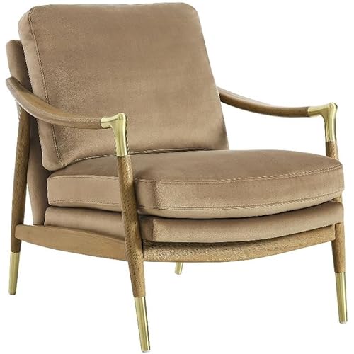 Modway Langford Stain-Resistant Performance Velvet Armchair – Mid Century Modern Velvet Chair with Wood Frame – Upholstered Accent Chair for Living Room or Bedroom