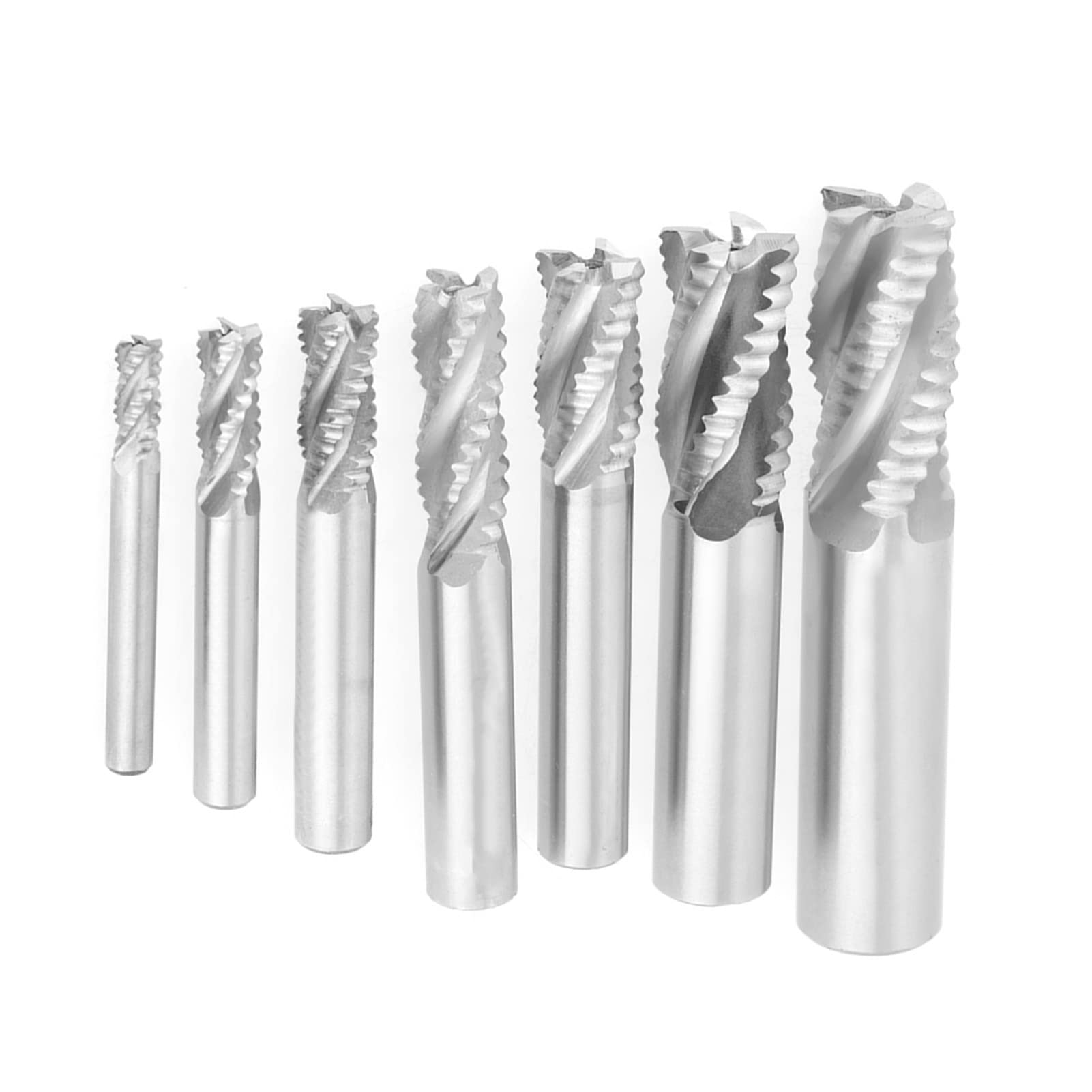 7 UNIDs/Set HSS CNC 4 Flute End Tool Mill Strawberry Strawberry Smoking Cone Breaking ROUGHING M6/M8/M10/M12/M14/M18/M20