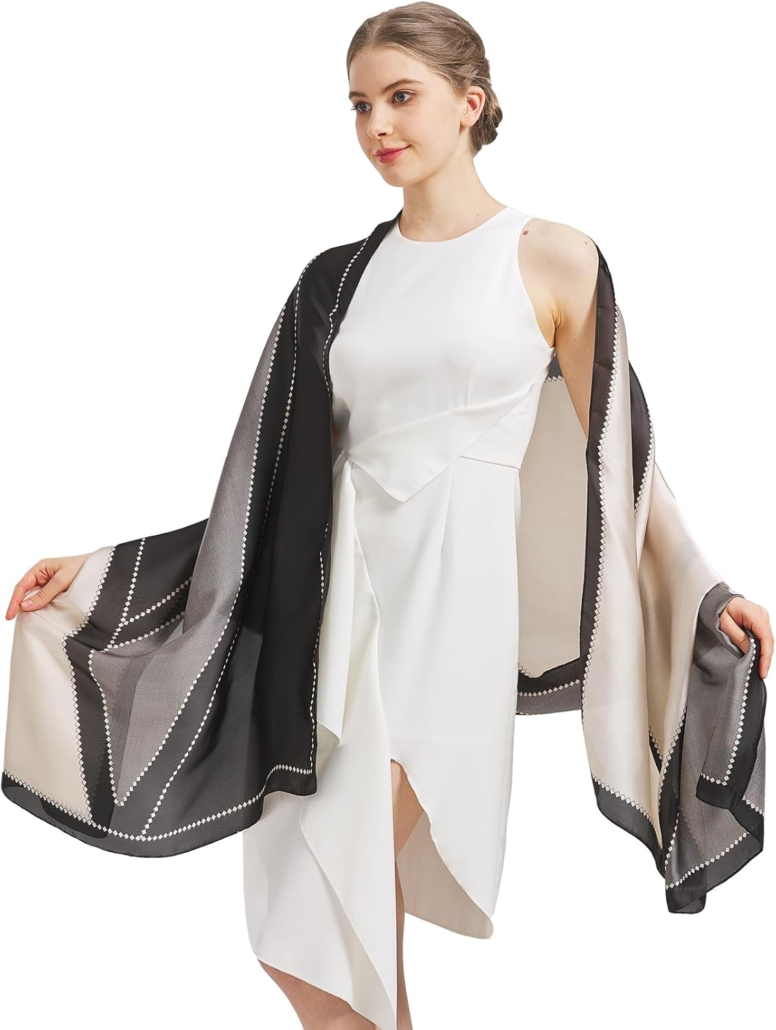 Aufeel Fashion Scarves 100% Satin Silk Scarf Long Lightweight Sunscreen Shawls Wraps for Women Hair Scarves - Image 3