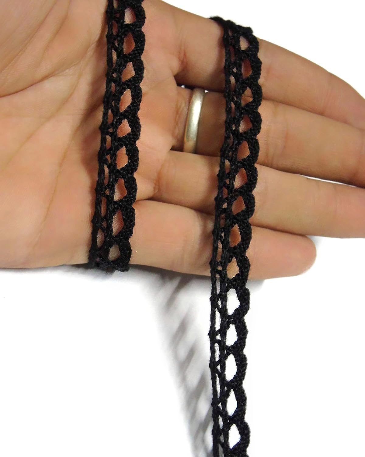 Lacesnmore Black lace Cotton lace, Thread Crochet Loop Cycle Design Trim for Dresses Crafting 20m