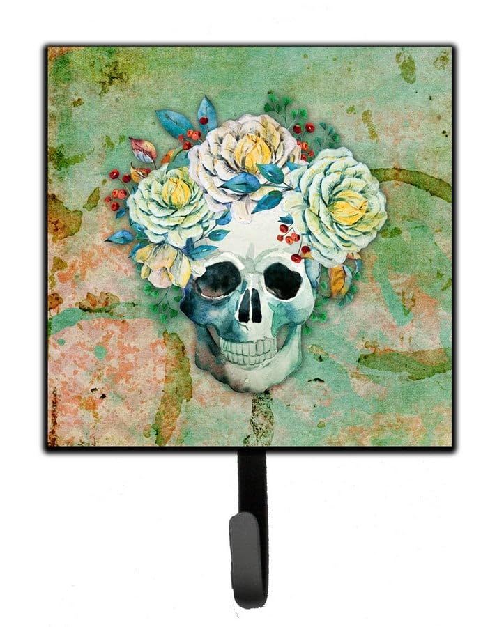 Day of The Dead Skull with Flowers Leash or Key Holder