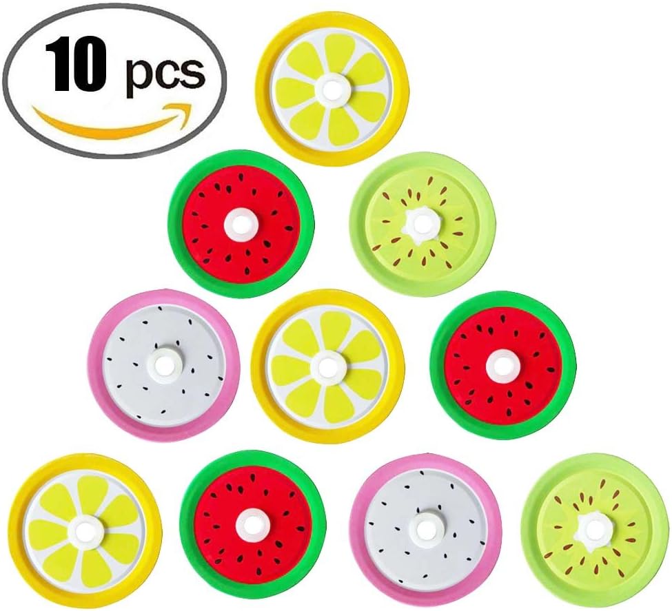 Metal Decorative Regular Mouth Mason Jar Lids with Straw Hole (10pcs)