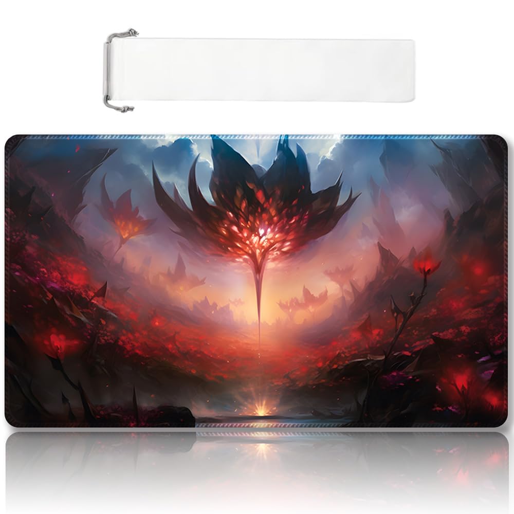 Premium Stitched MTG Playmat with Zones and Non-Slip Rubber Backing - TCG Play Mat for MTG and Other Card Games - Colorful Design with Vintage Look and Feel (DKT (109),No Zones)