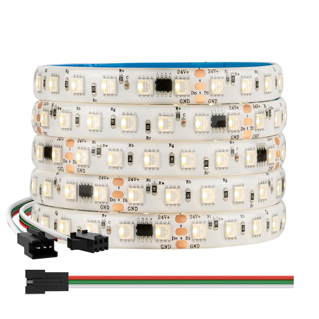 BTF-LIGHTING 5050SMD WS2814 IC RGBW 4 w 1 Adresowana taśma LED RGB + ciepła biel 5M 84LEDs/m DC24V PCB biała IP65 wodoodporna Dreamcolor do majsterkowania projekt dekoracja domu (tylko pasek)