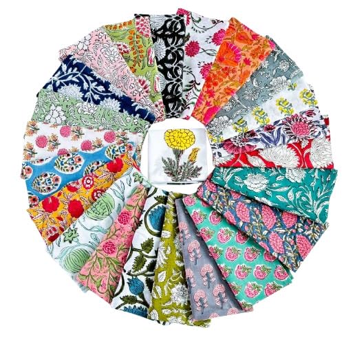 Assorted Mix and Match Hand Block Floral 100% Cotton Cloth Napkins Perfect for Kids,Wedding Events,Home Parties and Dining Table-Zero Waste Napkins