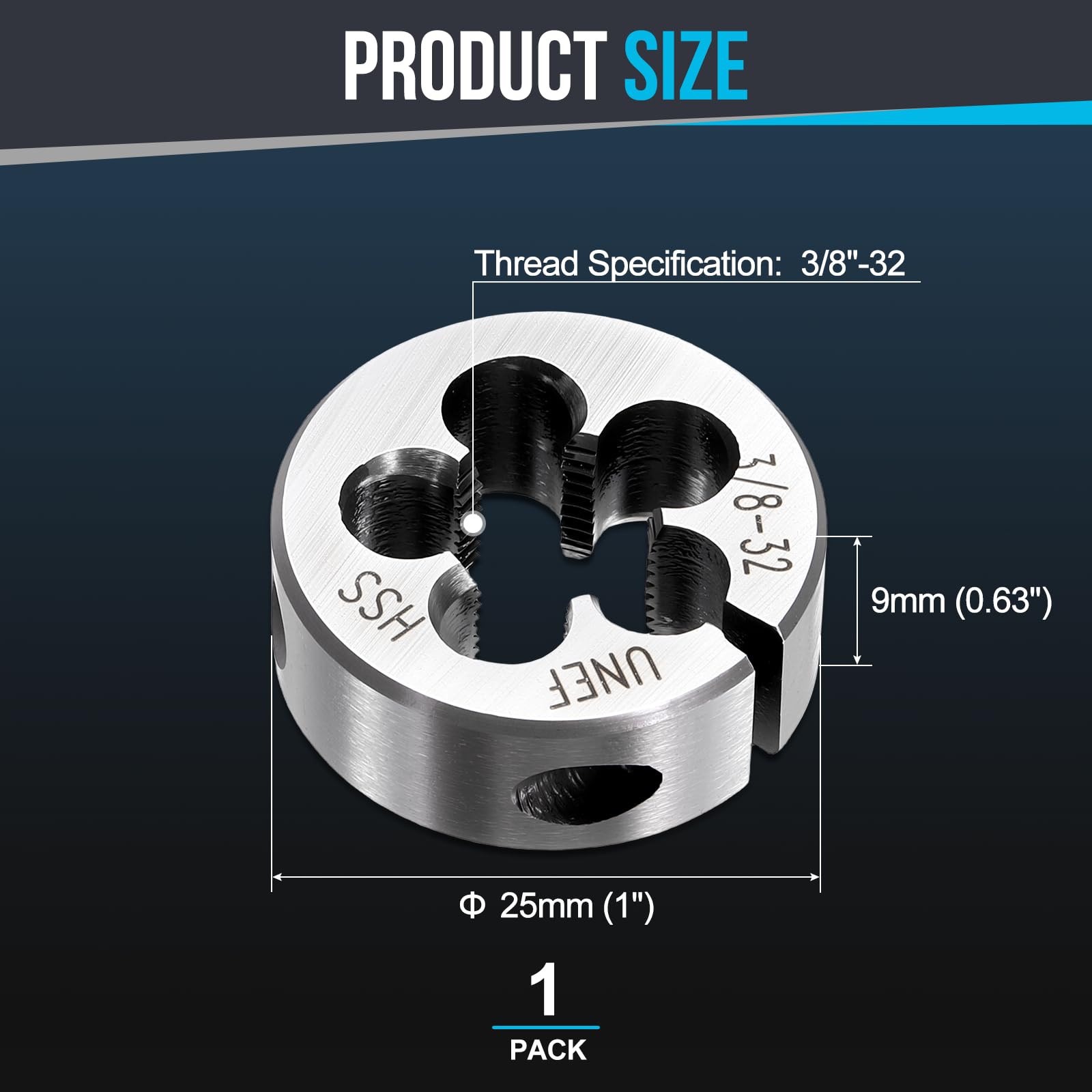 PATIKIL Round Threading Die 3/8"-32 High-Speed Steel Adjustable — Amazon image 2