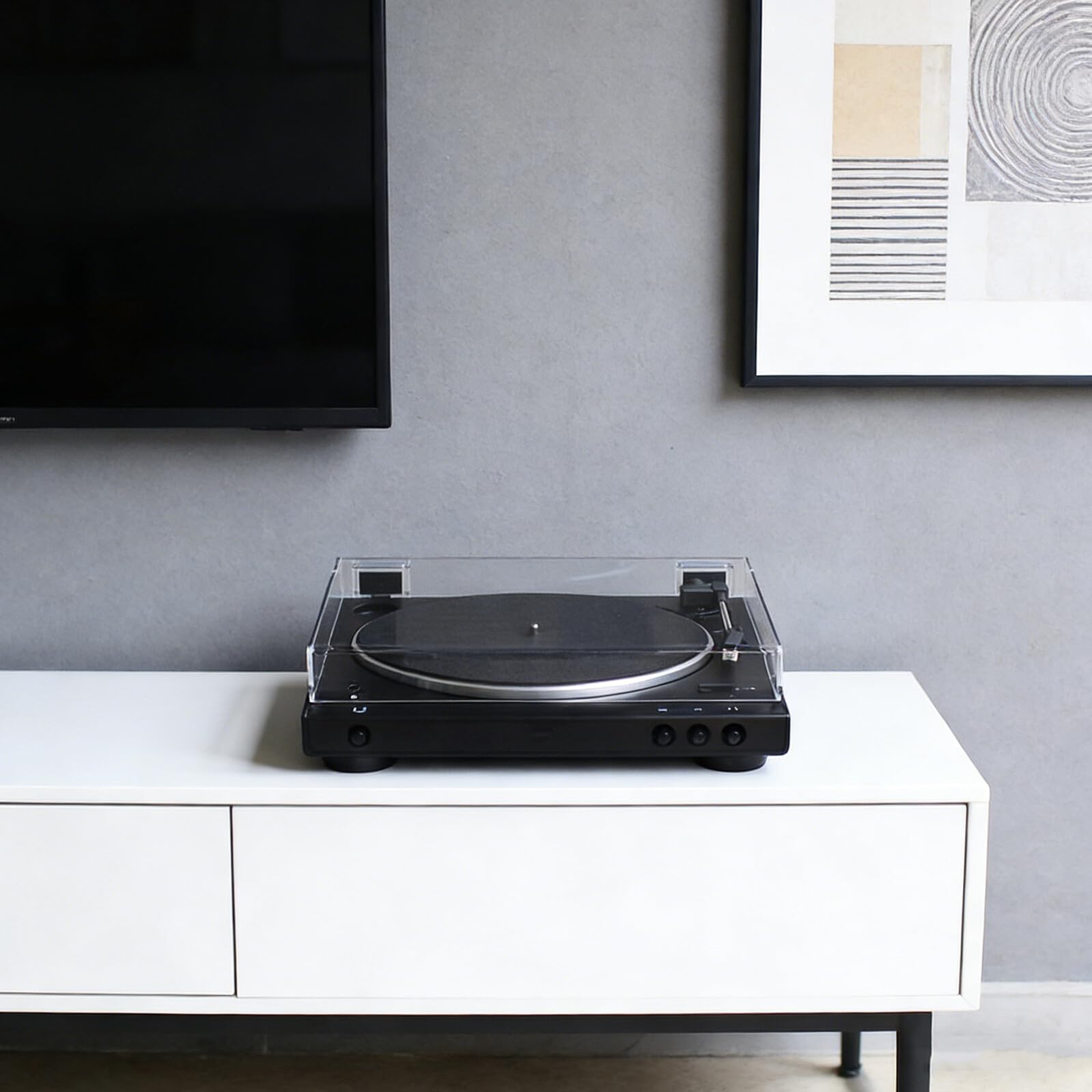 WOONEKY Copertura Antipolvere Trasparente in Acrilico Rimovibile per Giradischi Stereo Compatibile con Modelli Lp60x, Protezione Antipolvere per Giradischi con Coperchio Incernierato,