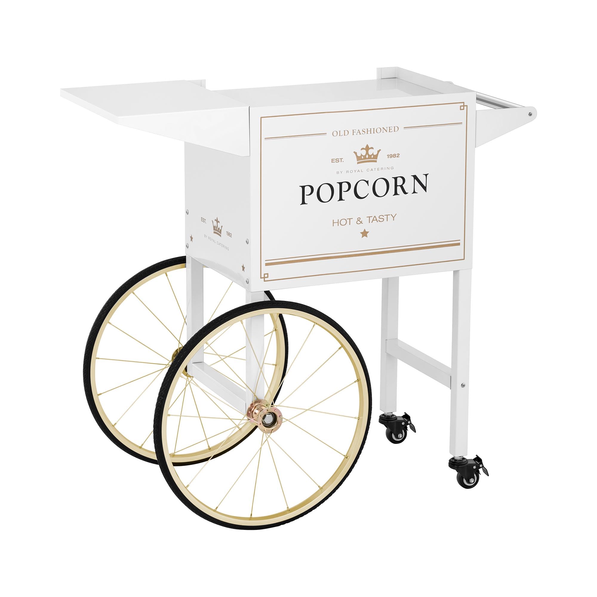 Royal Catering Carretto Per Macchina Per Pop Corn Carrello Pop-Corn RCPT-WGWG-1 (Bianco/Oro, 88 cm, 4 ruote)