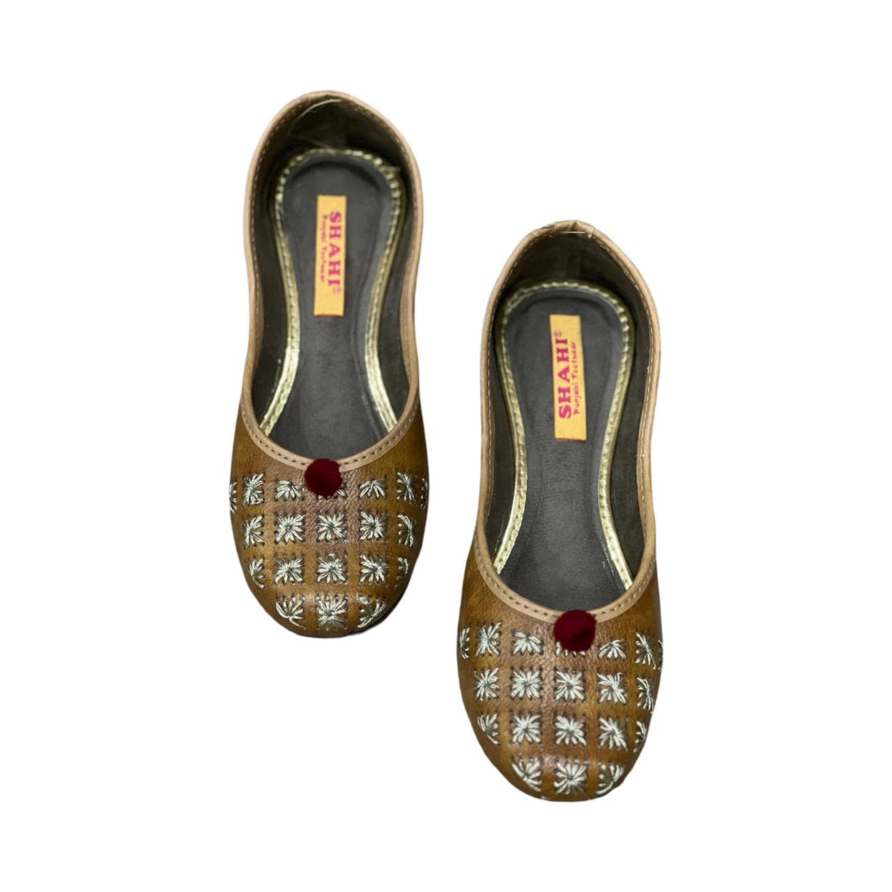 shahi punjabi footwear Golden Color Flat Comfortable Girls Traditional Punjabi Juttis | Stylish & Lightweight Punjabi Juttis for Kids Girls-picture-11