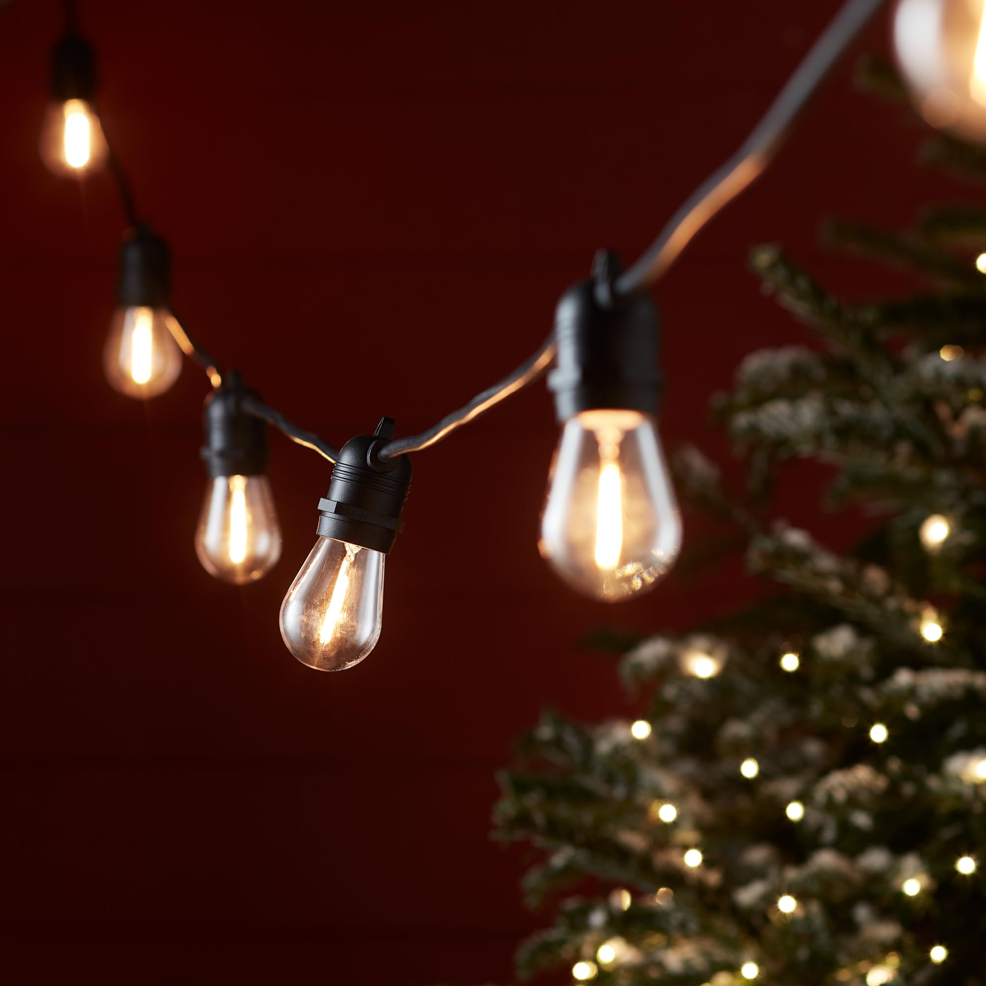 Lights4fun Ultimate Connect 50m 100er LED Party Lichterkette Außen Koppelbar Warmweiß Retro Glühbirnen Lichterkette Kugel strombetrieben