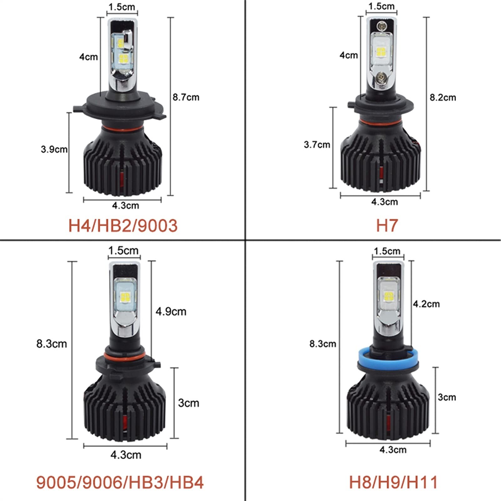 Phares Ampoules de Phare Ampoule LED Phare de Voiture Haute Power Lampe de Voiture Blanc 6000K H4 LED H7 H11 9005 HB3 9006 HB4 60W Car Style (Socket Type : 9006/HB4)