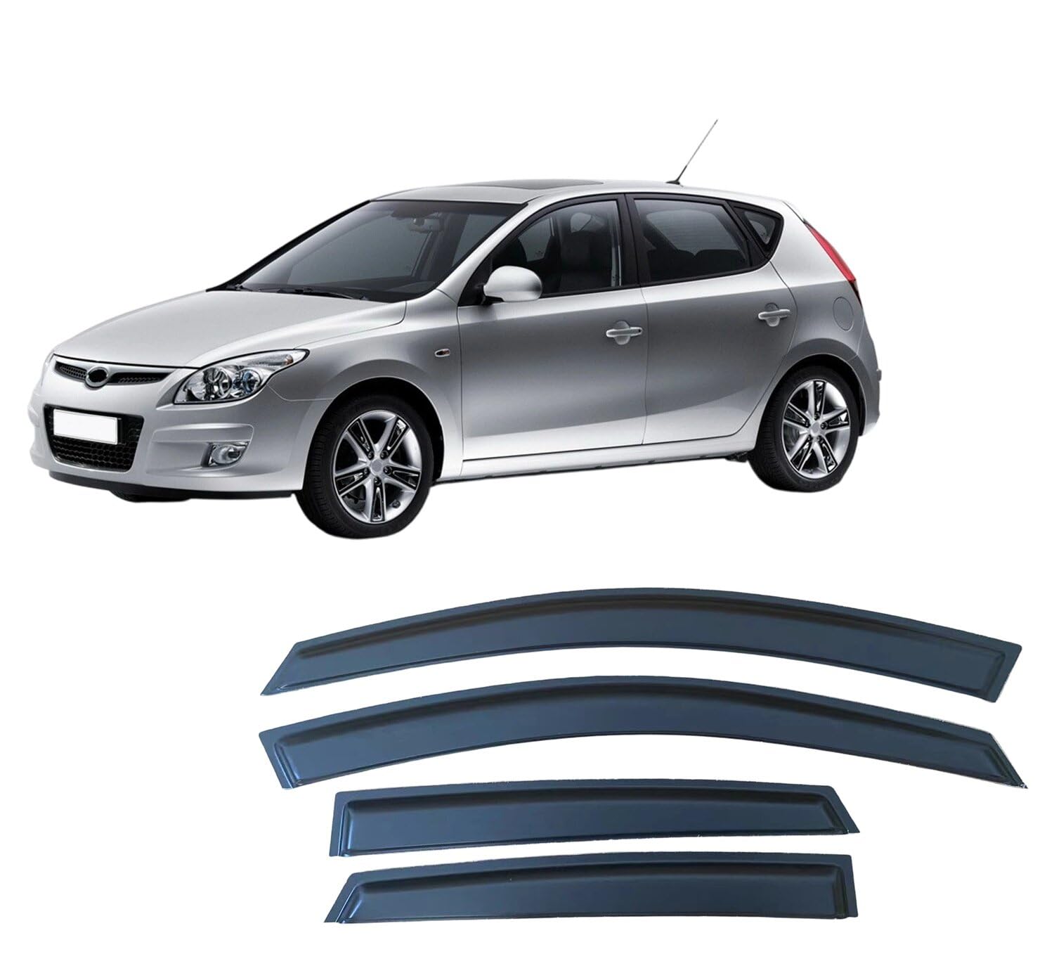 PLAKDFUU Wind Deflectors Rain Guards for Hyundai i30 2007-2012SEDANHATCHBACK 4Pcs, Side Window Visors Block UV & Rain, Fresh Air Flow