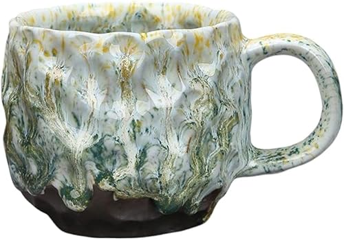 Taza de café de cerámica con asa de 8.8 onzas, diseño martillado, taza de té vintage, tazas de café expreso, para oficina y hogar, regalo único para