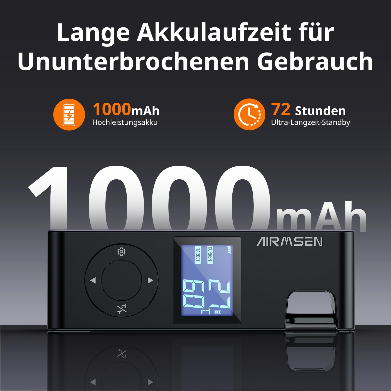 AIRMSEN Kabelloses Fleischthermometer Grillthermometer Bluetooth mit Hitzebeständigem Keramikgriff & LCD-Display 150m Fernüberwachung, Bluetooth 5.4 Smart-App-Steuerung für Räuchern BBQ - 1000mAh Akku