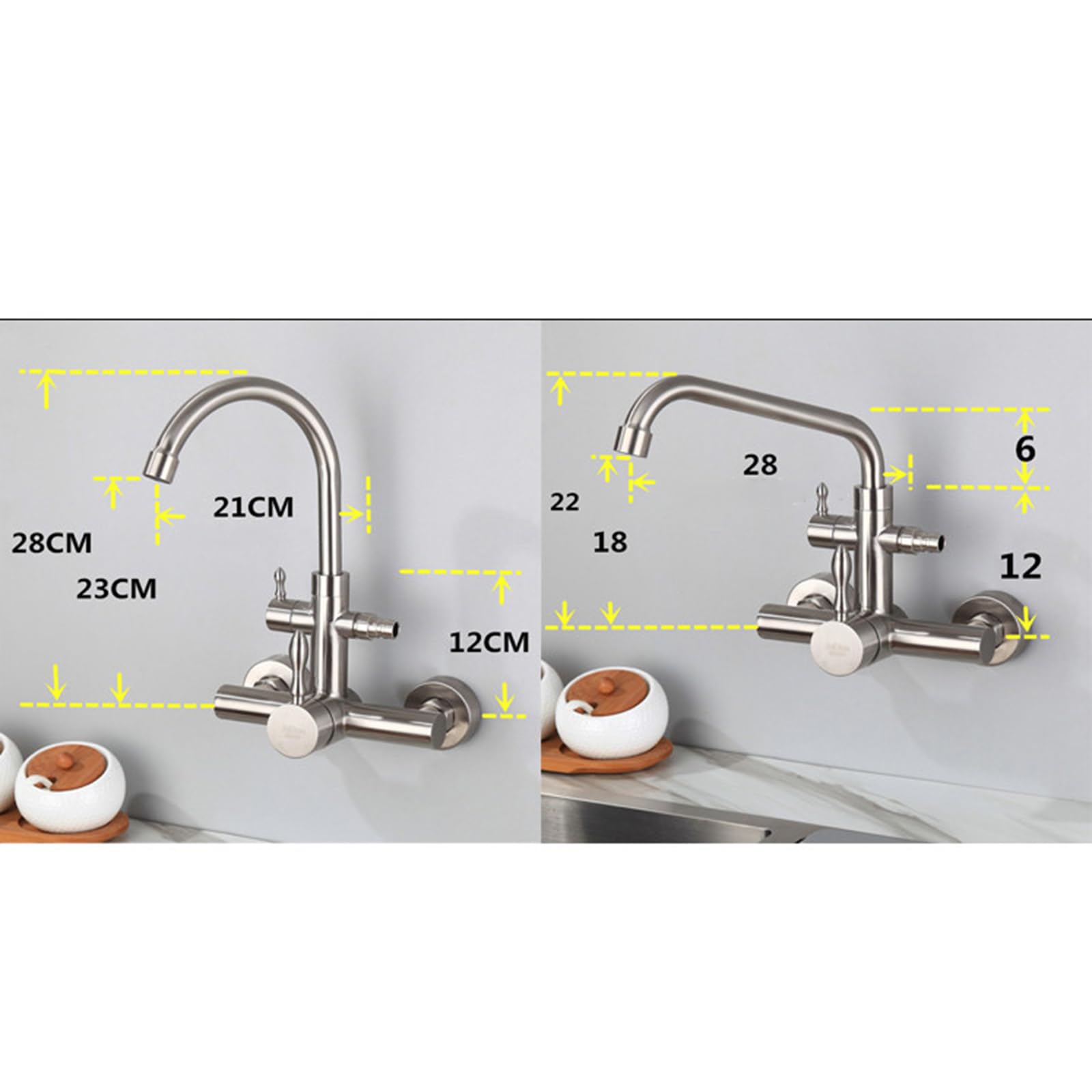 Rubinetti da Cucina a Muro con doccetta Rubinetto da Cucina Rubinetti da Cucina a Muro Miscelatore Miscelatore Acqua Calda e Fredda Rubinetto da Cucina Rubinetto B modalità Singola-Sinistra