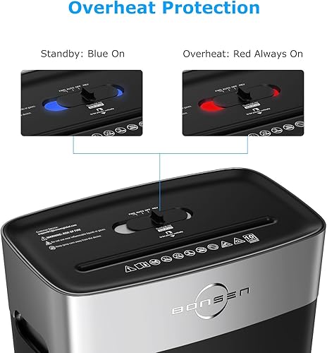 Miniatura 8 de BONSEN Trituradora de papel para oficina en casa, contenedor de 4 galones, trituradora de corte cruzado de 10 hojas, alto nivel de seguridad P-4