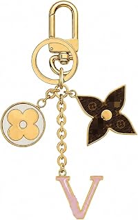 Letter Keychain for Women, Pink Enamel Initial Key Ring, Flower Bag Charm for Purse Car Keys