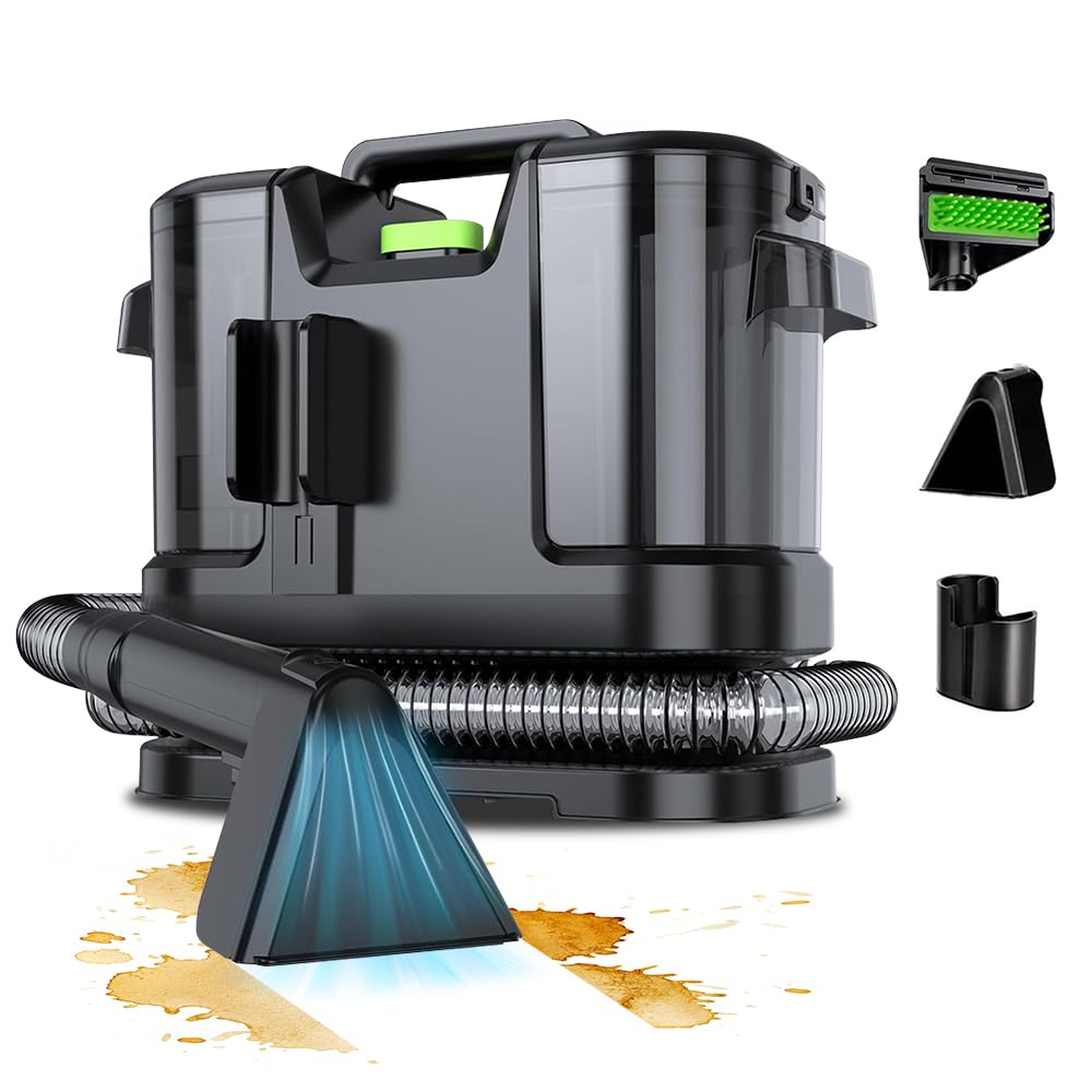 JESWO Aspiradora de Agua, 15 kPa Hidroaspiradora con Autolimpiante | Portátil Lavadora de Tapiceria con 3 Cepillo, Lava Aspiradora, para Limpiador Sillones, Tapiceria, Alfombras, Colchones - Negro