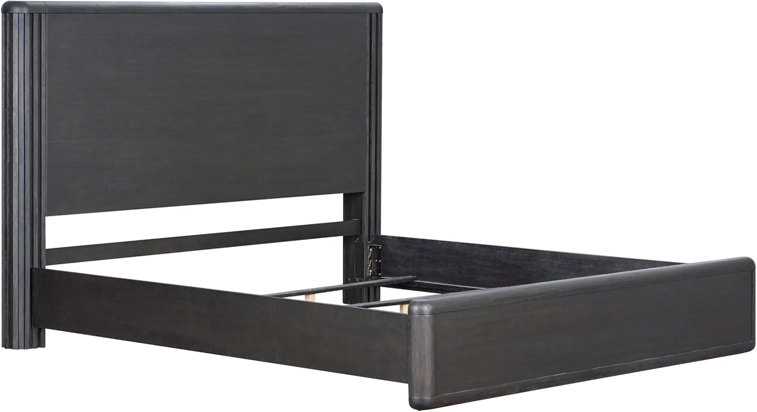 Furniture of America Elizea Modern Contemporary Solid Wood Queen Bed with Panel Headboard, Rounded Edges, Box Spring Needed for Bedroom, Guest Room, Black