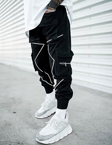 Miniatura 3 de Pantalones cargo para hombre, hip hop, techwear, harem, pantalones deportivos con bolsillos, para correr, punk