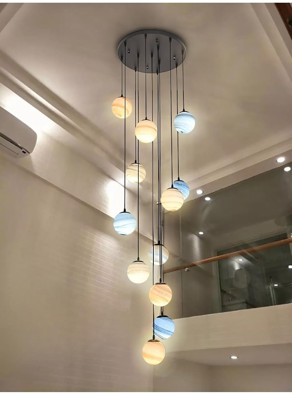 PCXEHUYP Lights Modern Minimalist Staircase Chandelier Length Chandeliers, Ceiling in The Villa, Stairwells and Living Room ﻿,Multi Colored,10lights