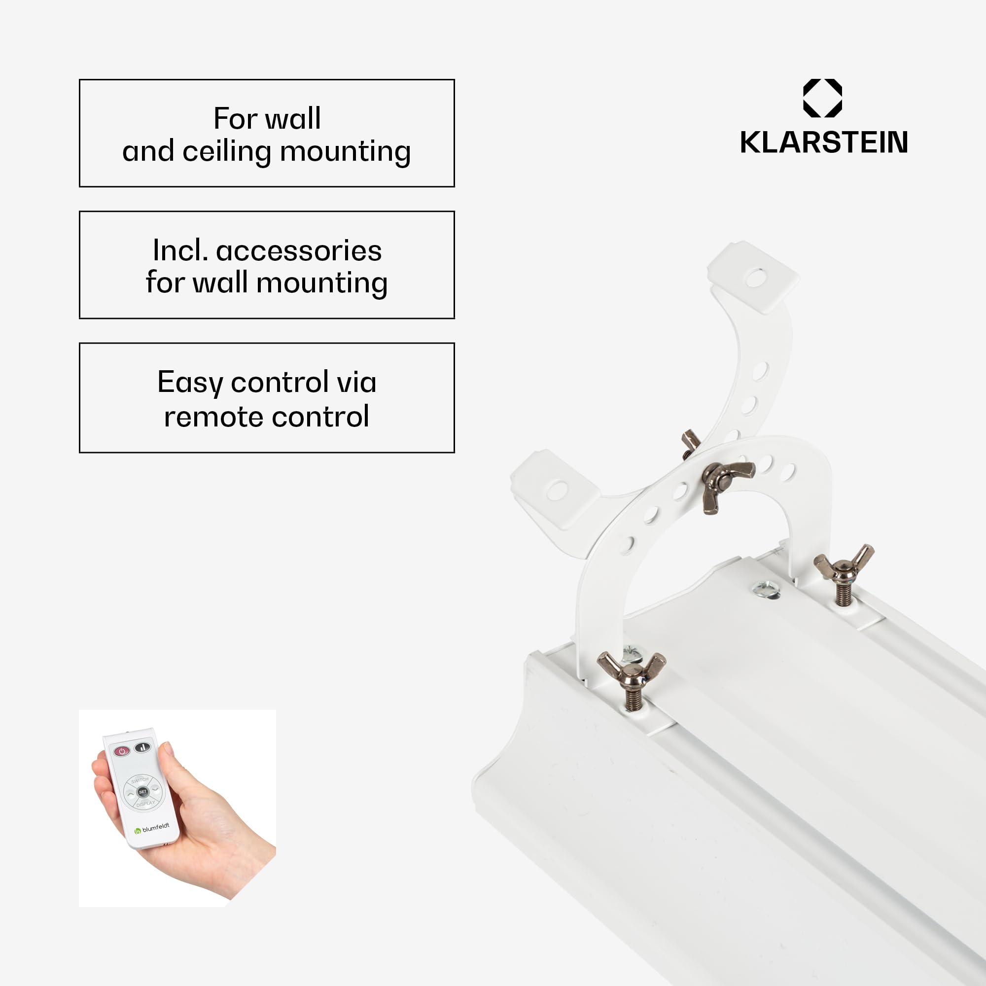 Klarstein Cosmic Beam Calefacción Inteligente para Terraza - Calentador infrarrojo oscuro para Terraza con Calefacción Infrarroja Comfort Heat, controlable mediante App, Temporizador, Instalación de