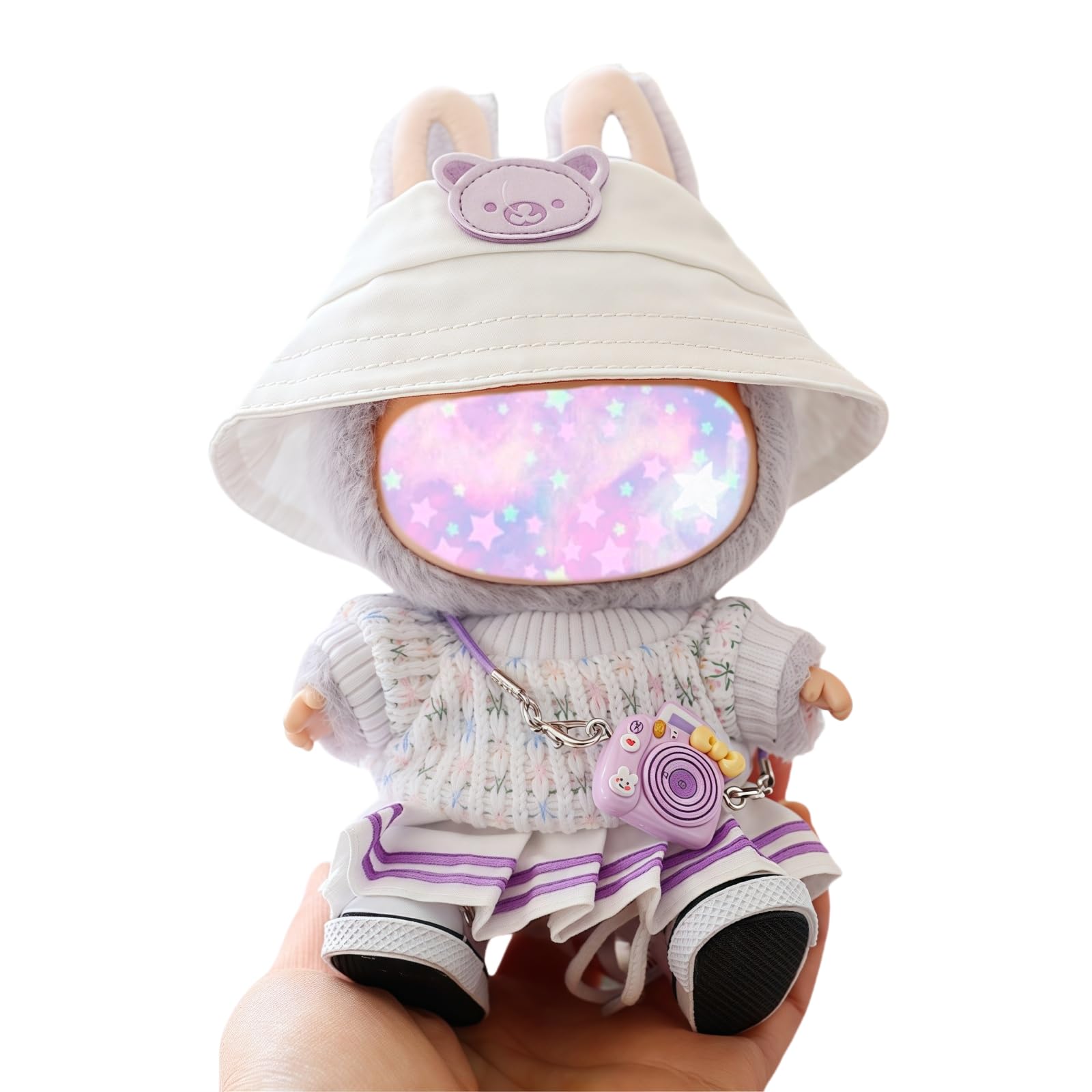 17cm Doll Clothes Set, 5 Pieces Dress Outfit Set for 6.7inch Doll Suit, Fashion Chic Hat & Clothes Accessories for 1st/2nd/3rd Gen Dolls Play & Display Purple