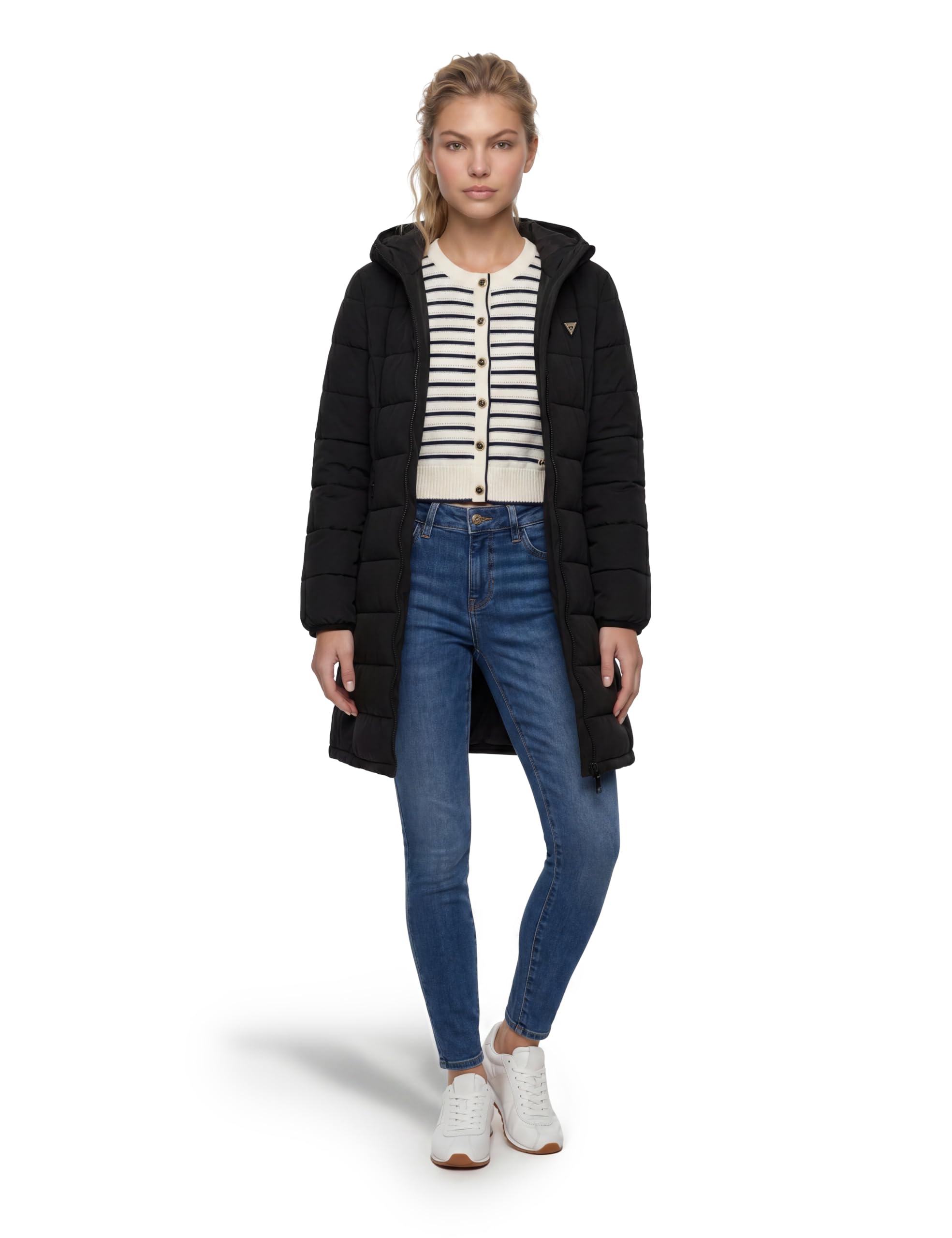 GUESS New Aleta Long Puffer Jacket Chaqueta larga acolchada ALETA Mujer (Pack de 1)
